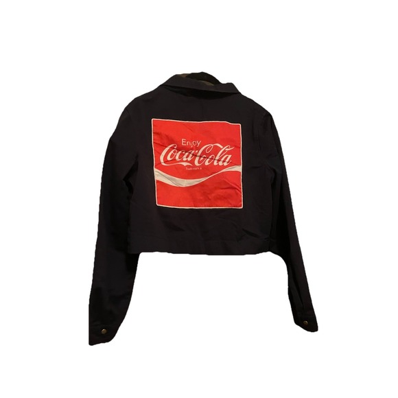 Coca-Cola Women's Logo Jacket Y2K Size L Cropped Workwear Garage Style - Picture 2 of 5